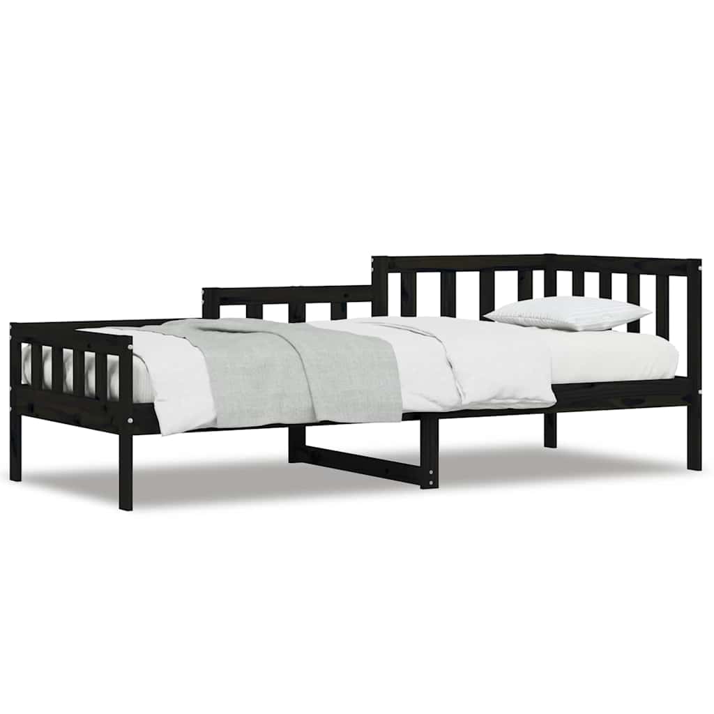 daybed 80x200 cm massivt fyrretræ sort