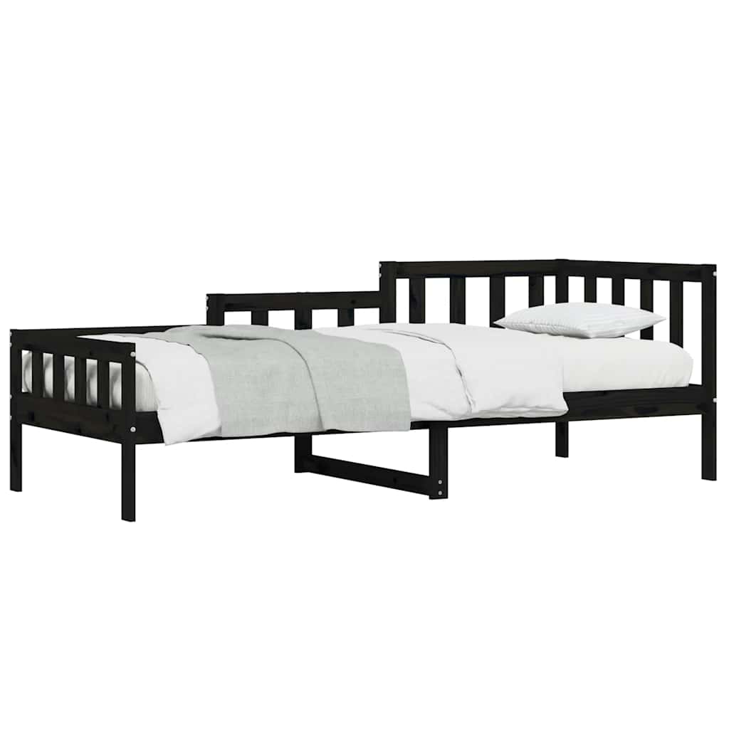 daybed 80x200 cm massivt fyrretræ sort