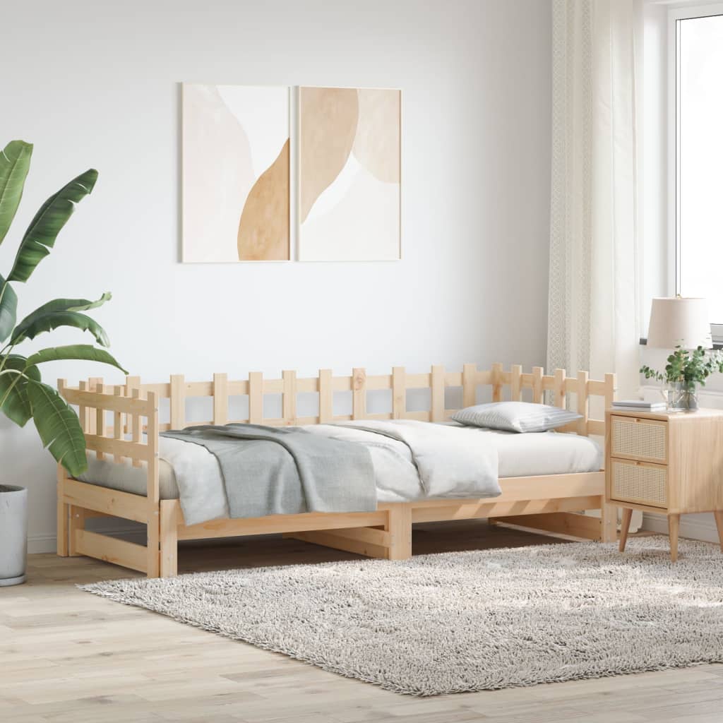 daybed med udtræk 2x(80x200) cm massivt fyrretræ