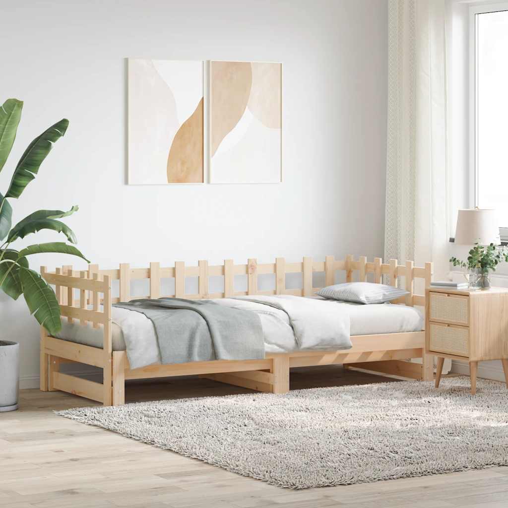 daybed med udtræk 2x(90x200) cm massivt fyrretræ