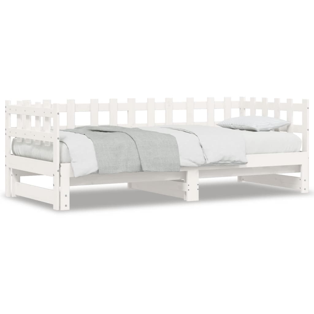 daybed med udtræk 2x(90x200) cm massivt fyrretræ hvid