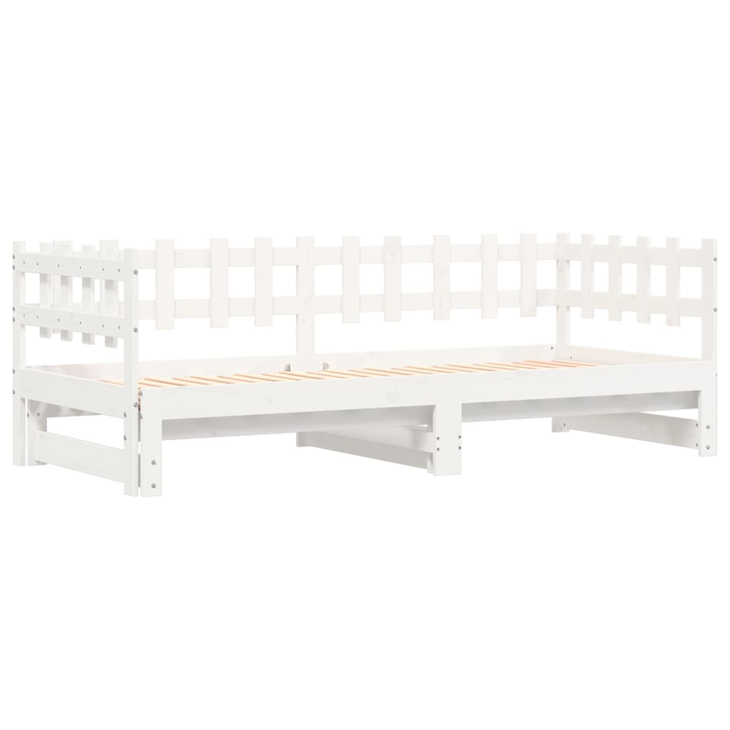 daybed med udtræk 2x(90x200) cm massivt fyrretræ hvid