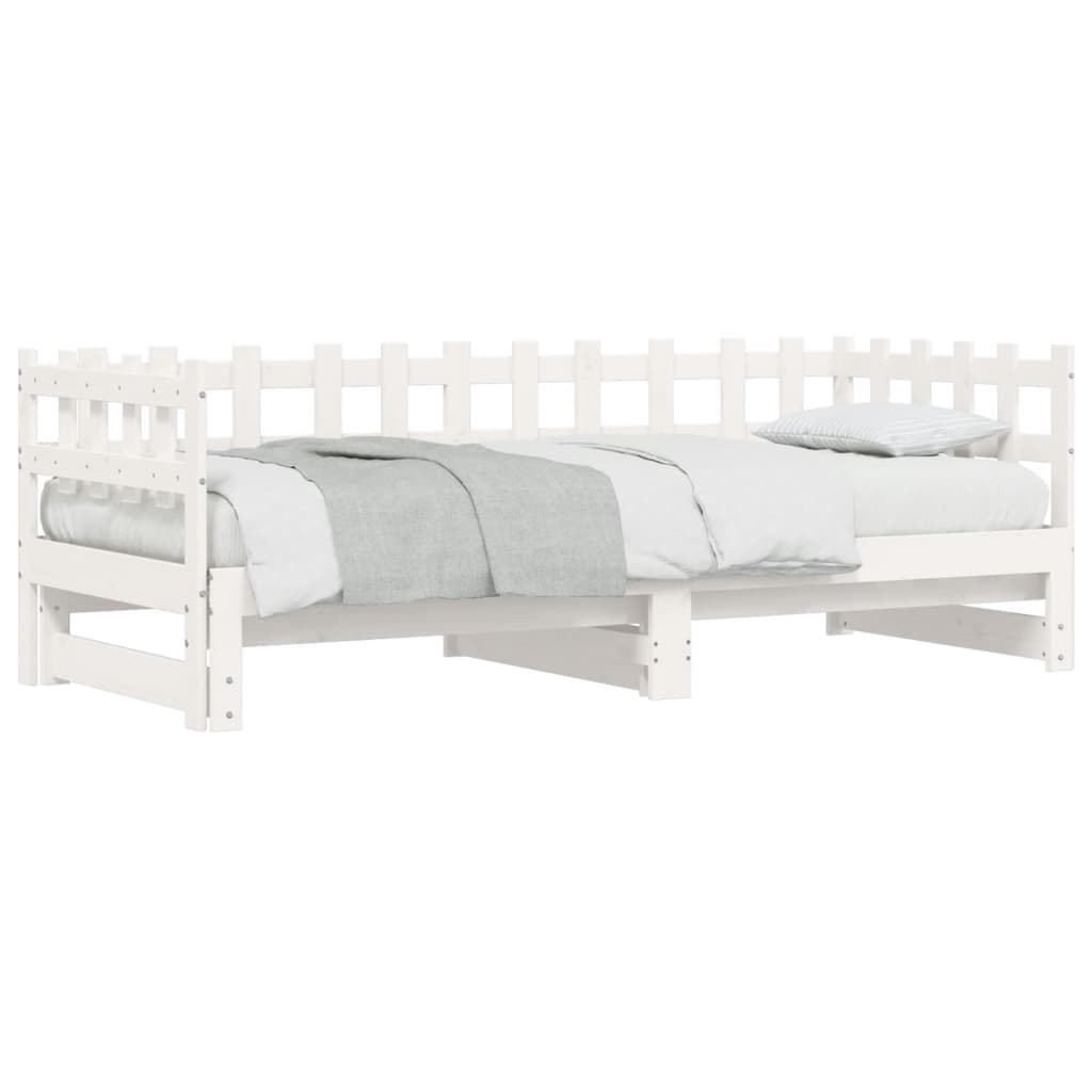 daybed med udtræk 2x(90x200) cm massivt fyrretræ hvid