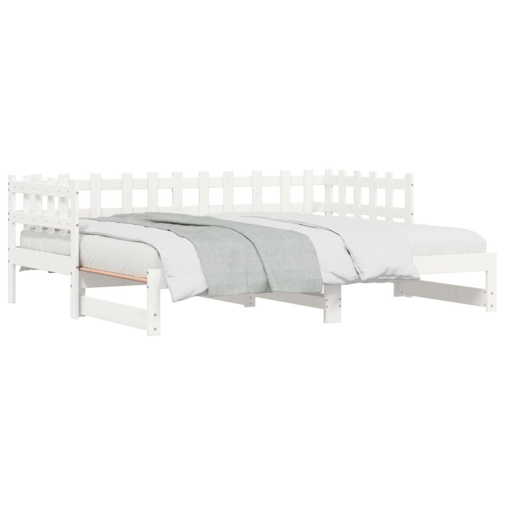 daybed med udtræk 2x(90x200) cm massivt fyrretræ hvid