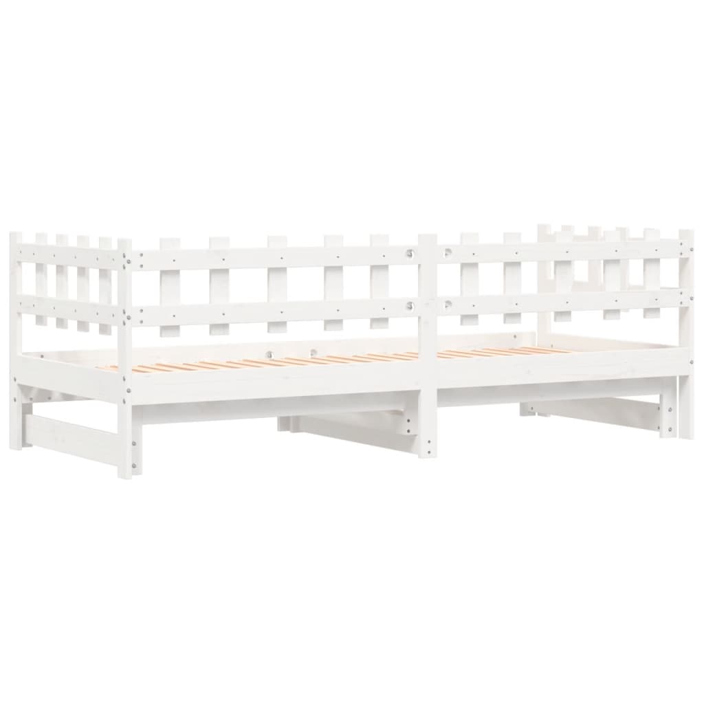 daybed med udtræk 2x(90x200) cm massivt fyrretræ hvid