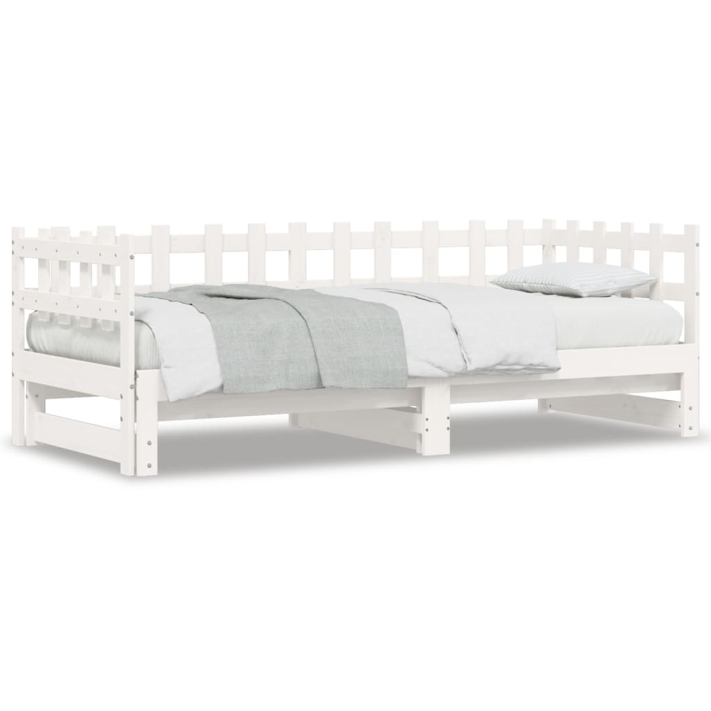 daybed med udtræk 2x(90x190) cm massivt fyrretræ hvid
