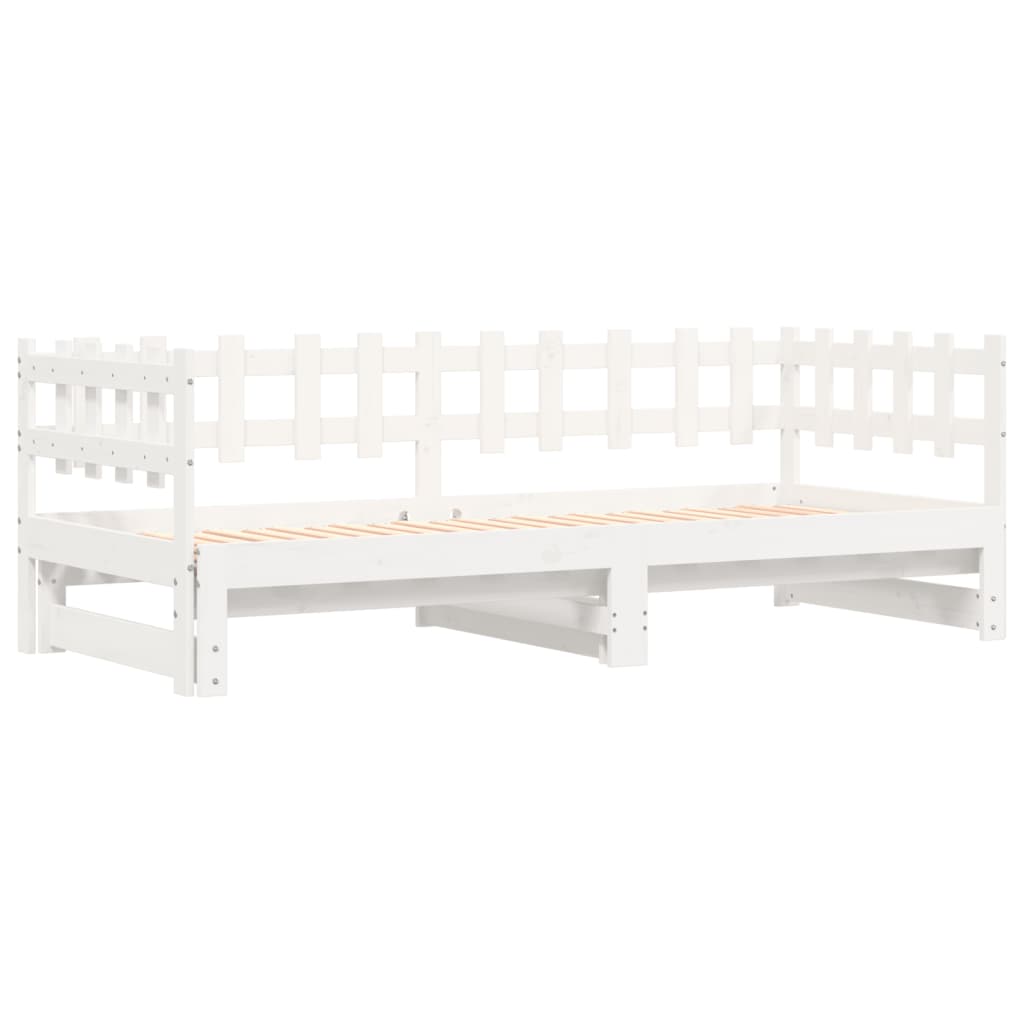 daybed med udtræk 2x(90x190) cm massivt fyrretræ hvid