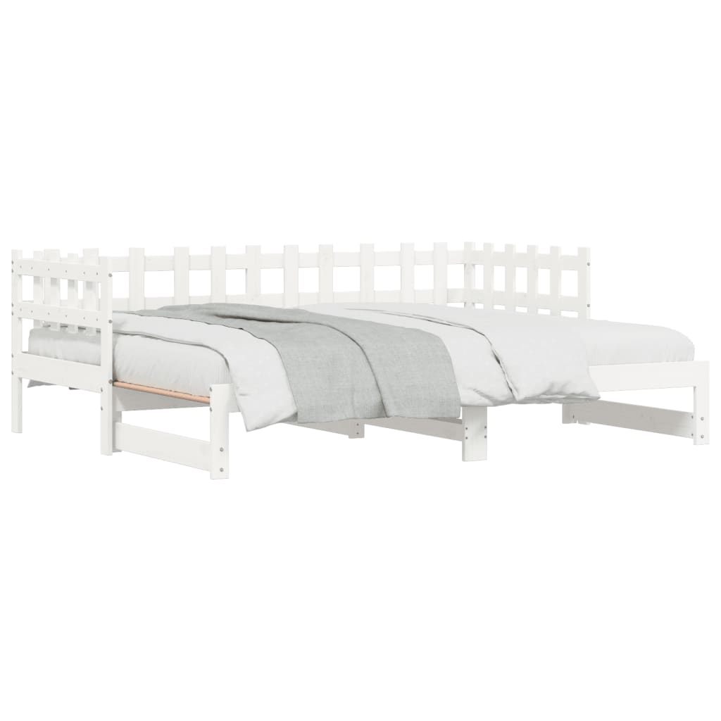 daybed med udtræk 2x(90x190) cm massivt fyrretræ hvid