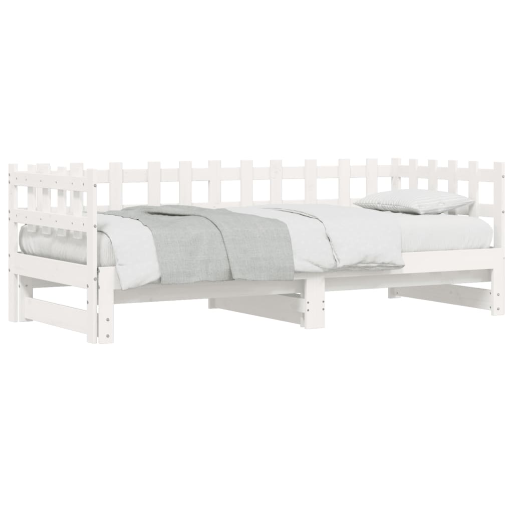 daybed med udtræk 2x(90x190) cm massivt fyrretræ hvid