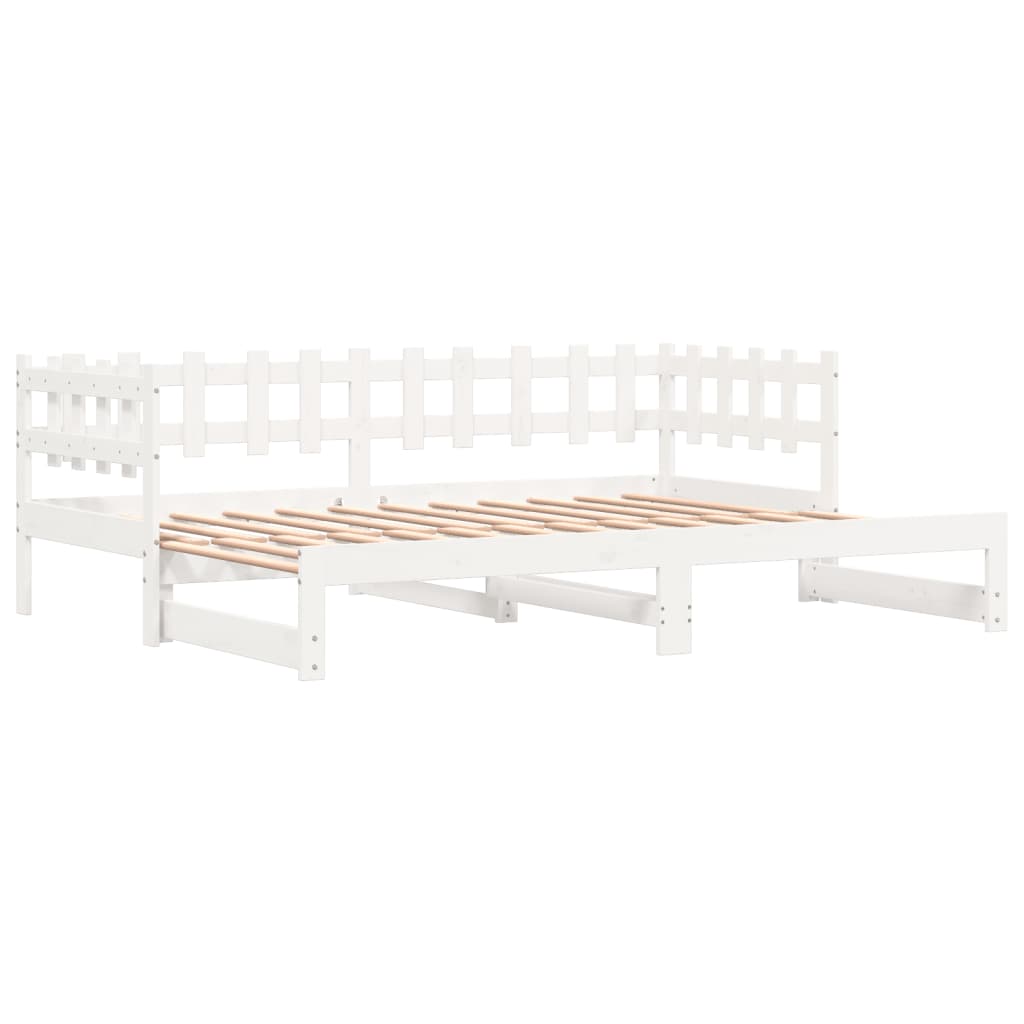 daybed med udtræk 2x(90x190) cm massivt fyrretræ hvid