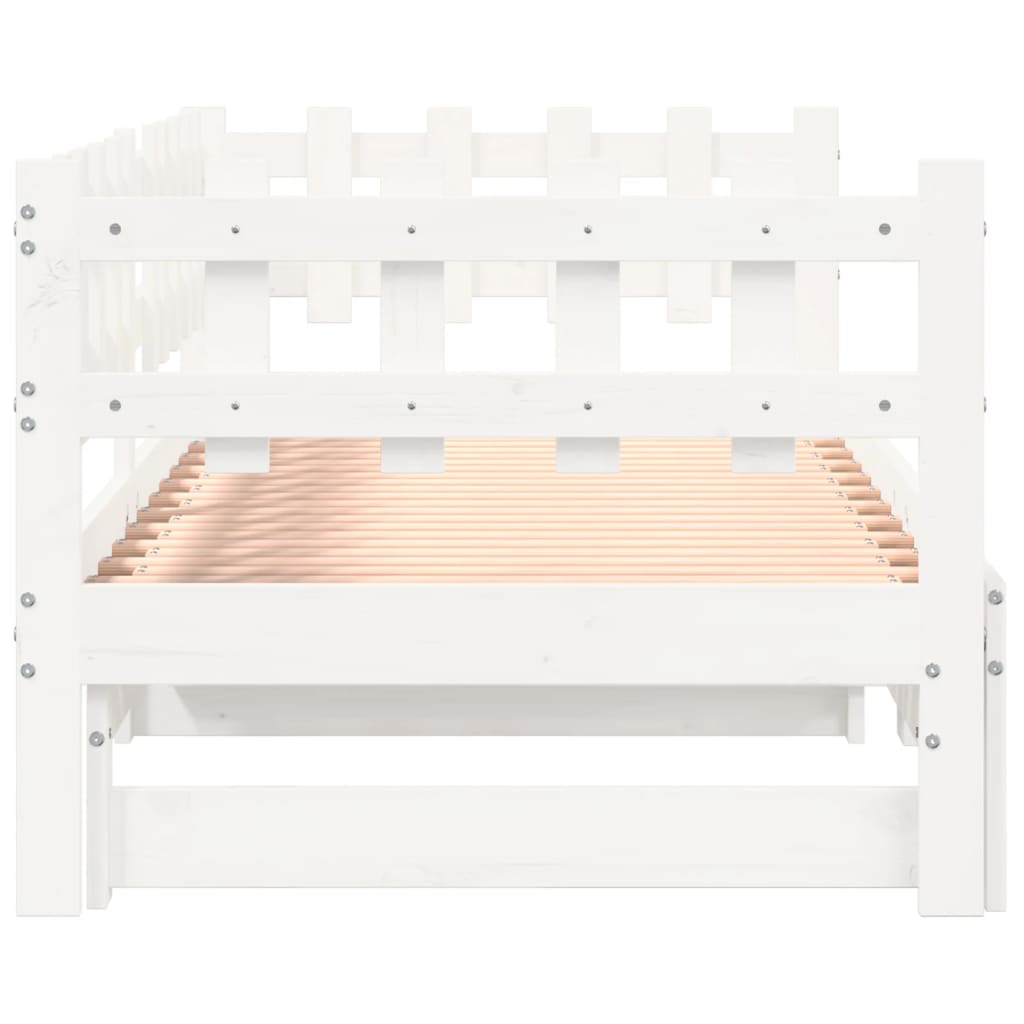 daybed med udtræk 2x(90x190) cm massivt fyrretræ hvid