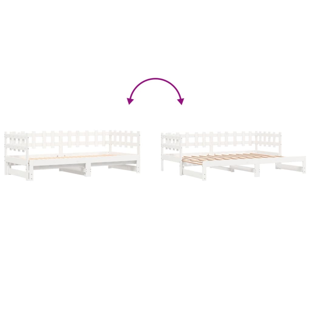 daybed med udtræk 2x(90x190) cm massivt fyrretræ hvid