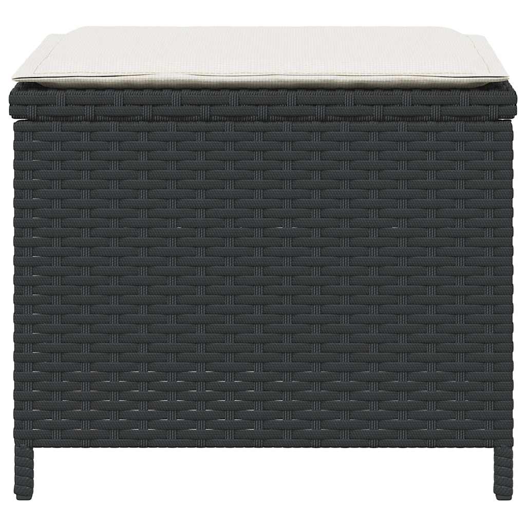 haveskammel med hynder 4 stk. 41x41x36 cm polyrattan sort