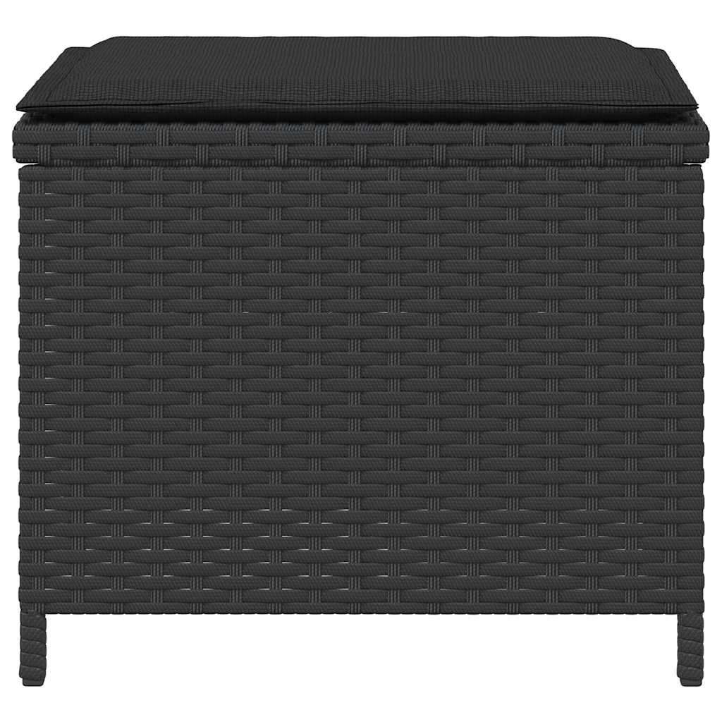 haveskammel med hynder 4 stk. 41x41x36 cm polyrattan sort