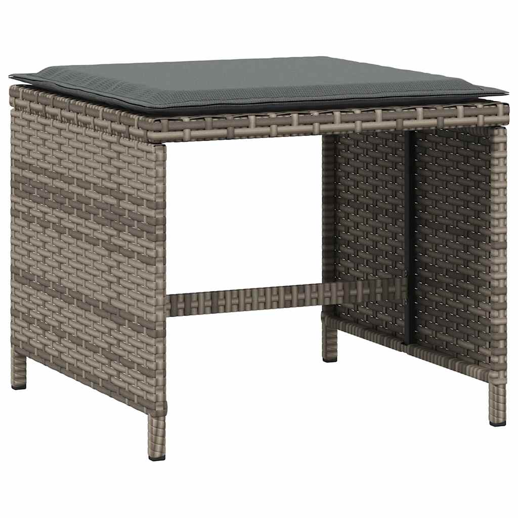 haveskamler 4 stk. med hynder 41x41x36 cm polyrattan grå