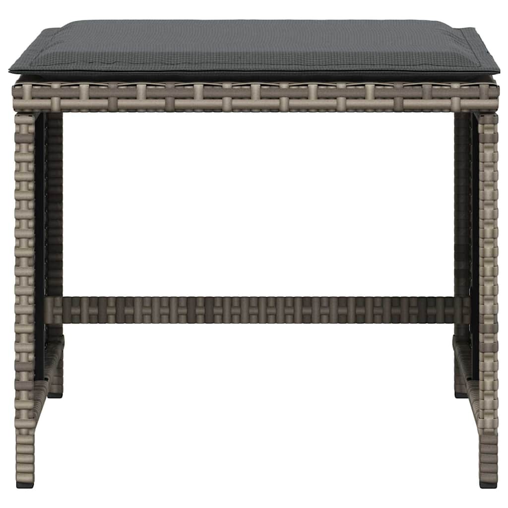 haveskamler 4 stk. med hynder 41x41x36 cm polyrattan grå