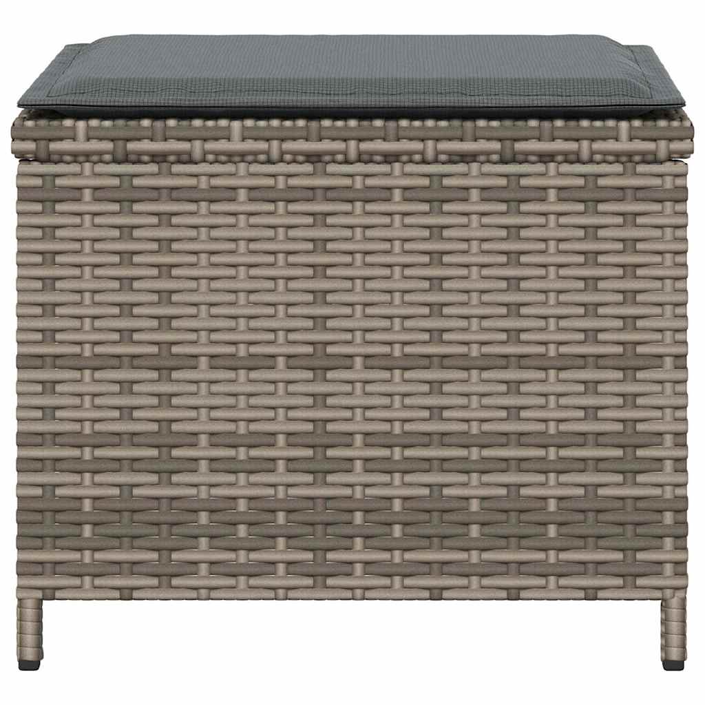 haveskamler 4 stk. med hynder 41x41x36 cm polyrattan grå