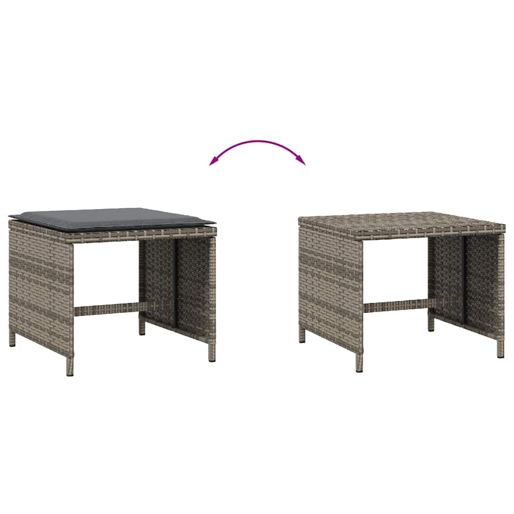 haveskamler 4 stk. med hynder 41x41x36 cm polyrattan grå