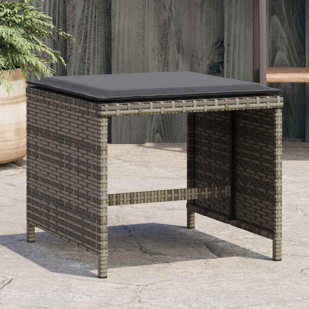 haveskamler 4 stk. med hynder 41x41x36 cm polyrattan grå
