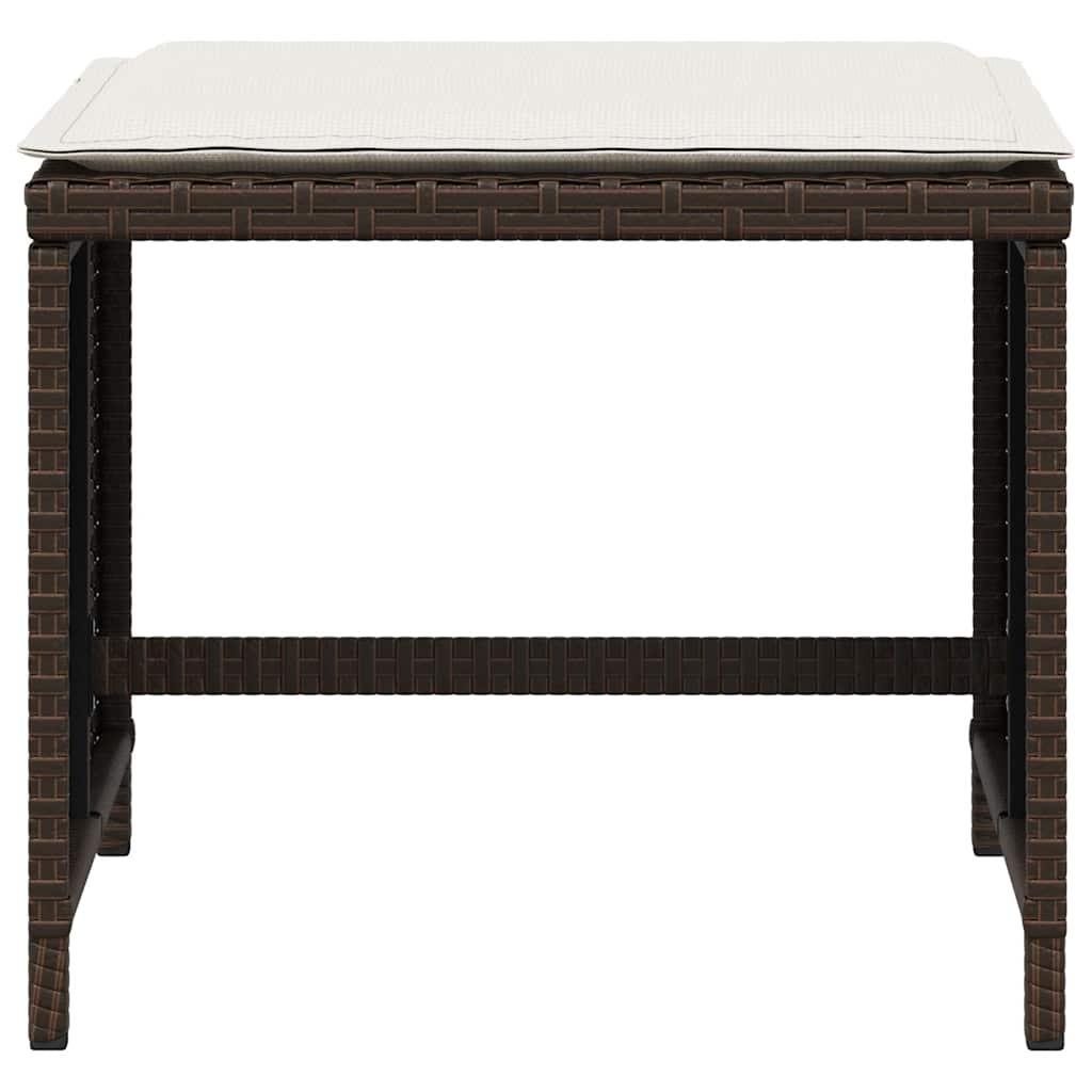 haveskamler 4 stk. med hynder 41x41x36 cm polyrattan brun