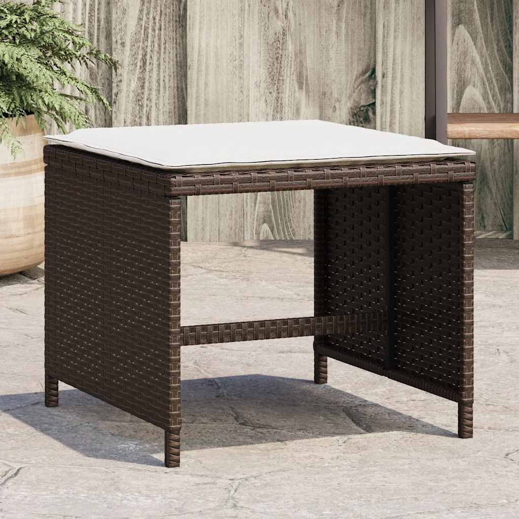 haveskamler 4 stk. med hynder 41x41x36 cm polyrattan brun