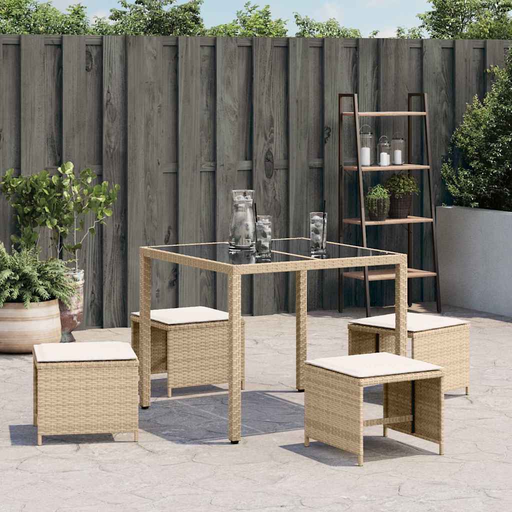 haveskamler 4 stk. med hynder 41x41x36 cm polyrattan beige