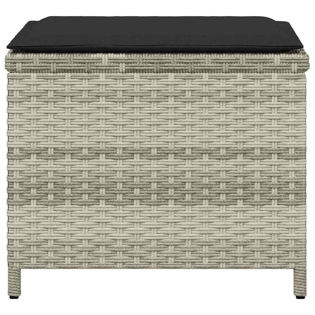 haveskamler 4 stk. med hynder 41x41x36 cm polyrattan lysegrå