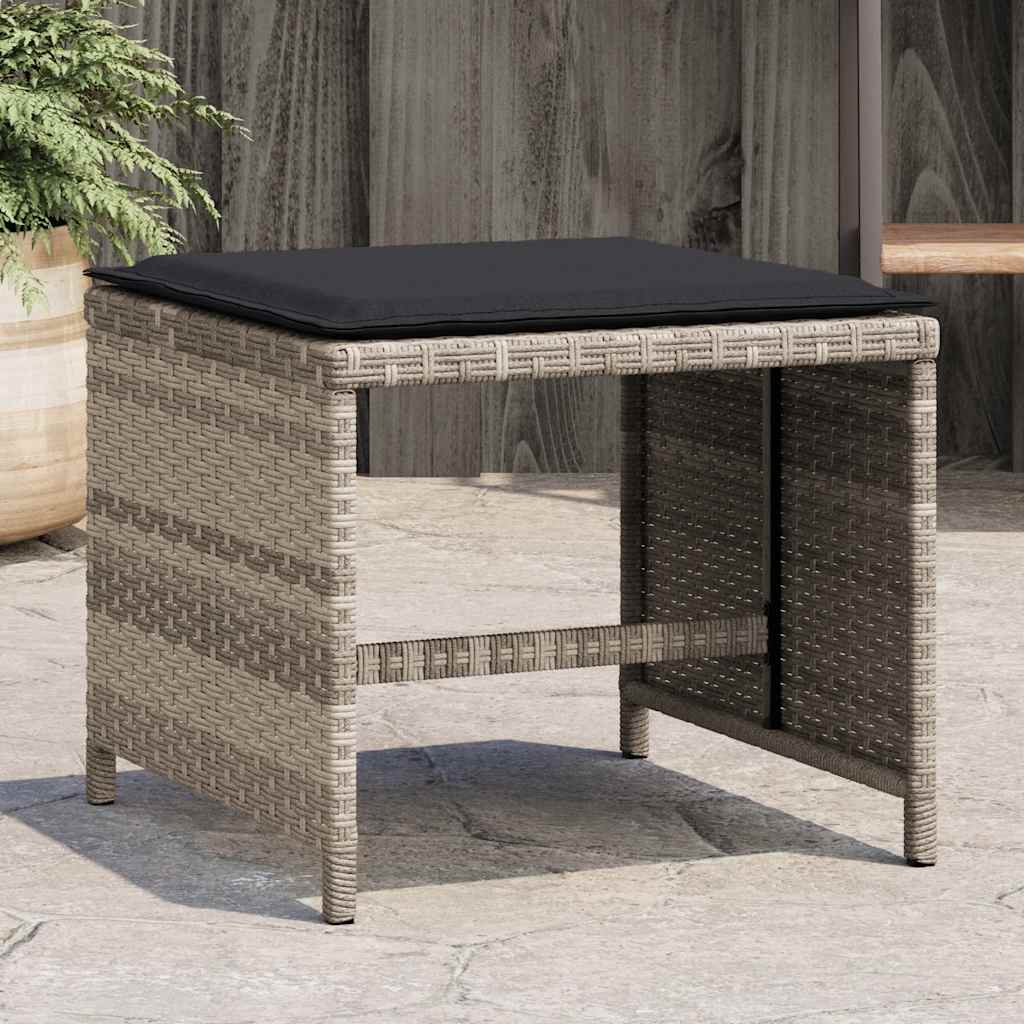 haveskamler 4 stk. med hynder 41x41x36 cm polyrattan lysegrå