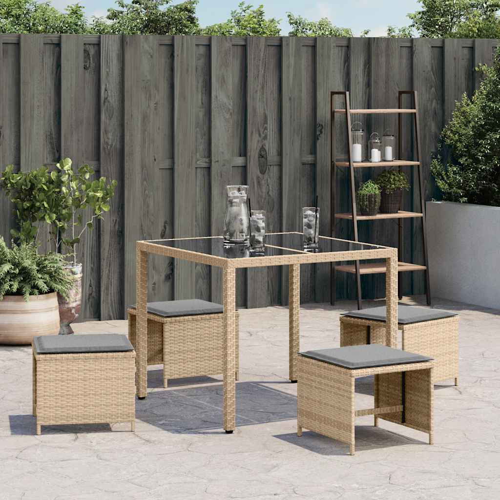 haveskamler 4 stk. med hynder 41x41x36 cm polyrattan beige
