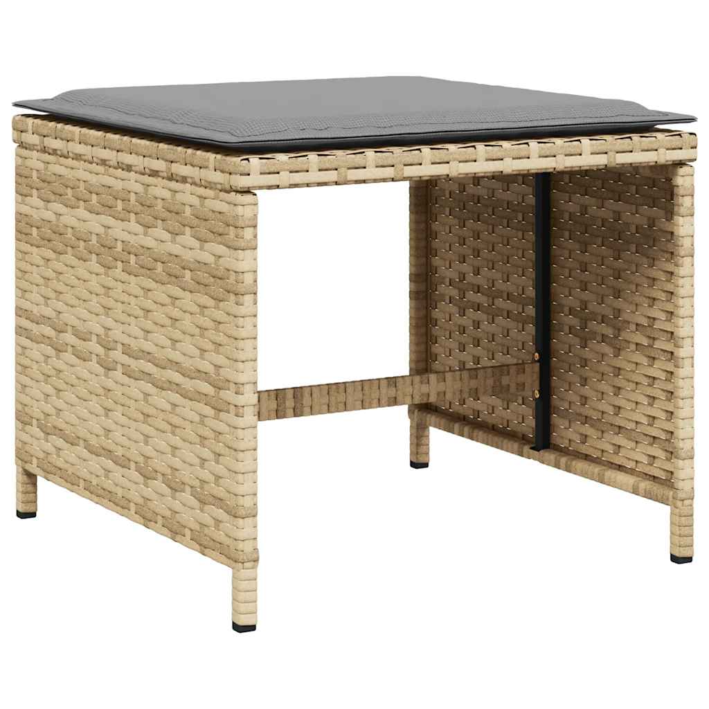 haveskamler 4 stk. med hynder 41x41x36 cm polyrattan beige