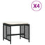 haveskammel med hynder 4 stk. 41x41x36 cm polyrattan sort