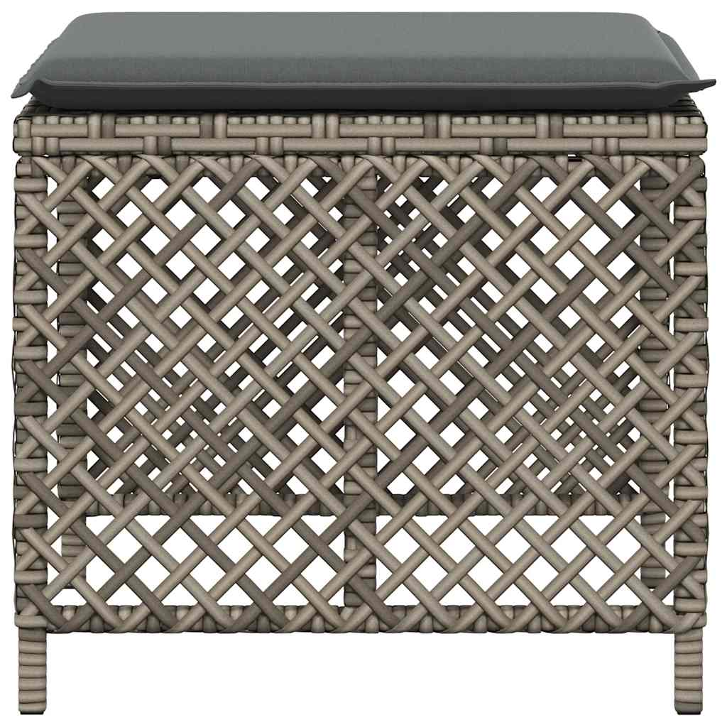 haveskamler 4 stk. med hynder 41x41x36 cm polyrattan grå