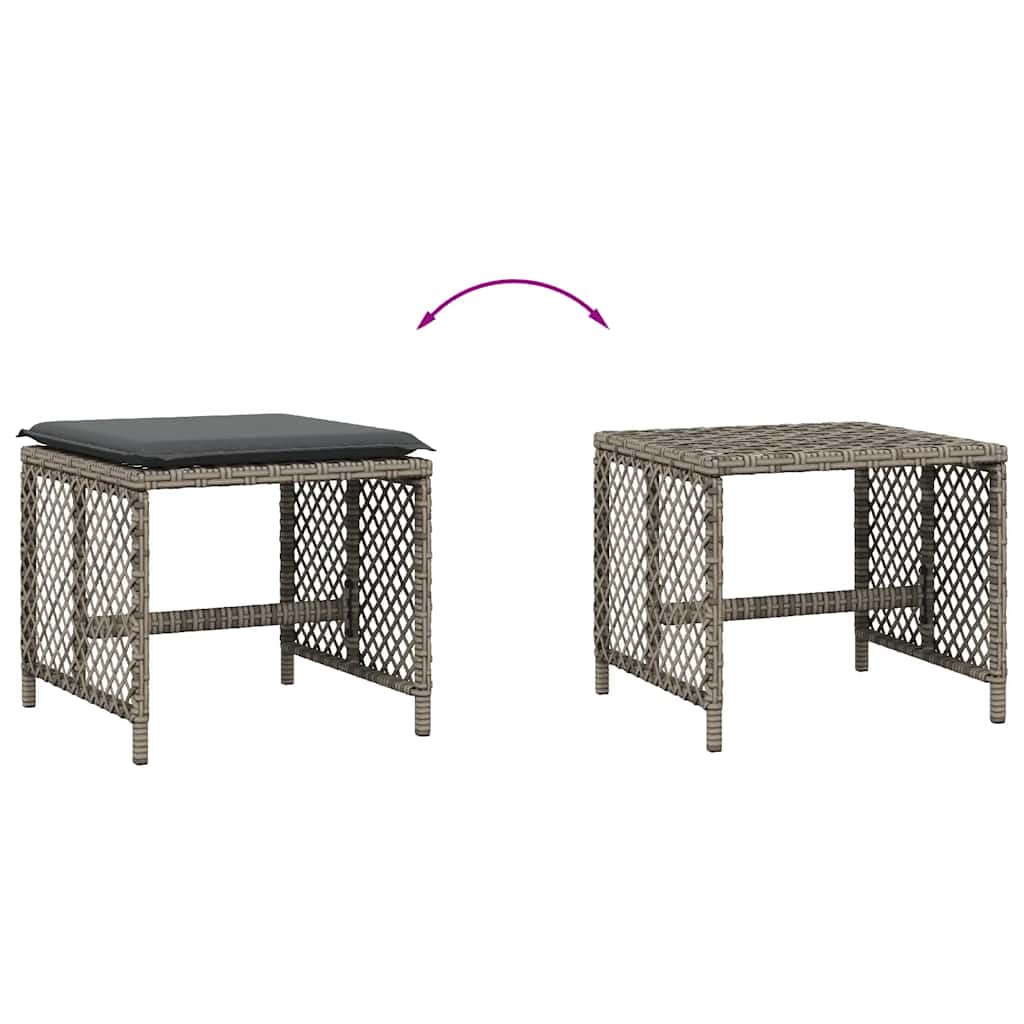 haveskamler 4 stk. med hynder 41x41x36 cm polyrattan grå