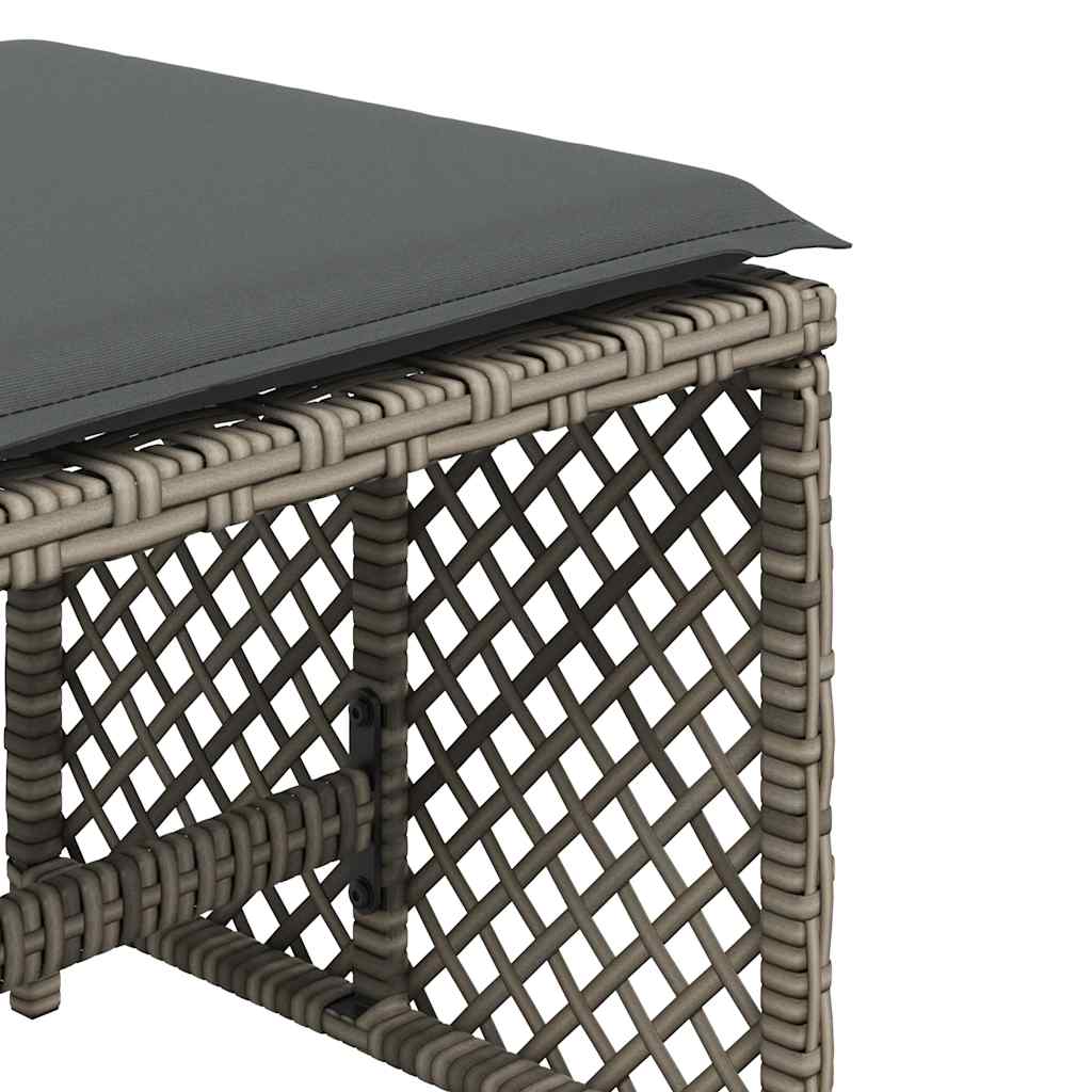 haveskamler 4 stk. med hynder 41x41x36 cm polyrattan grå