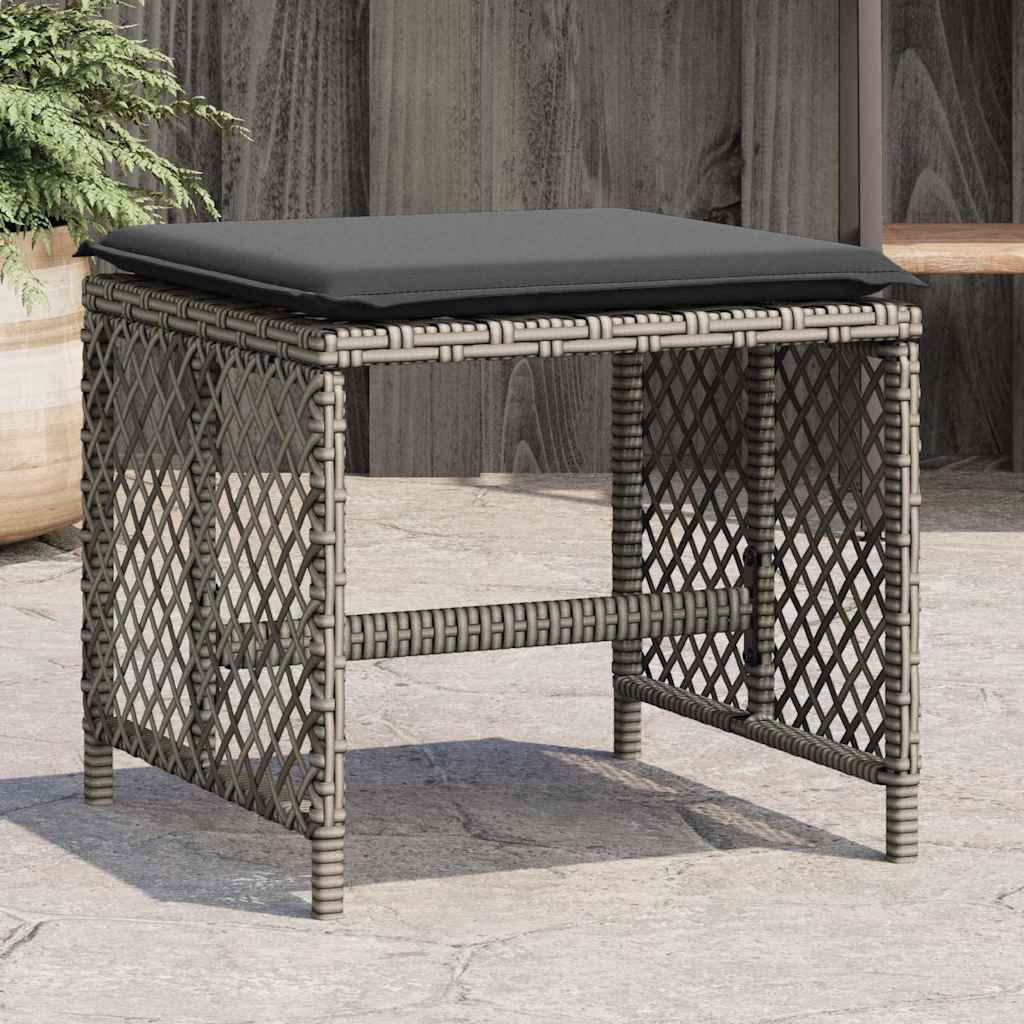 haveskamler 4 stk. med hynder 41x41x36 cm polyrattan grå