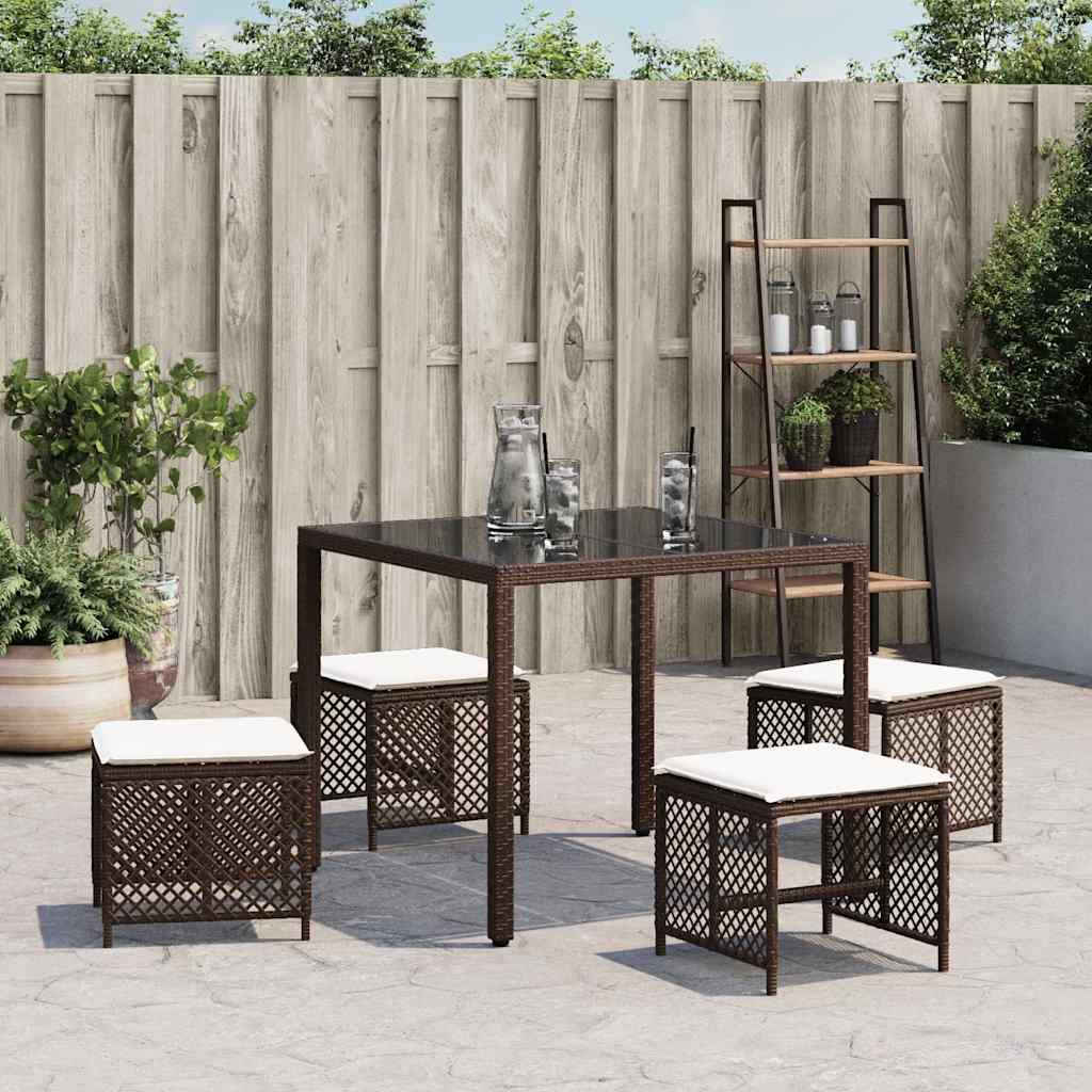 haveskamler 4 stk. med hynder 41x41x36 cm polyrattan brun