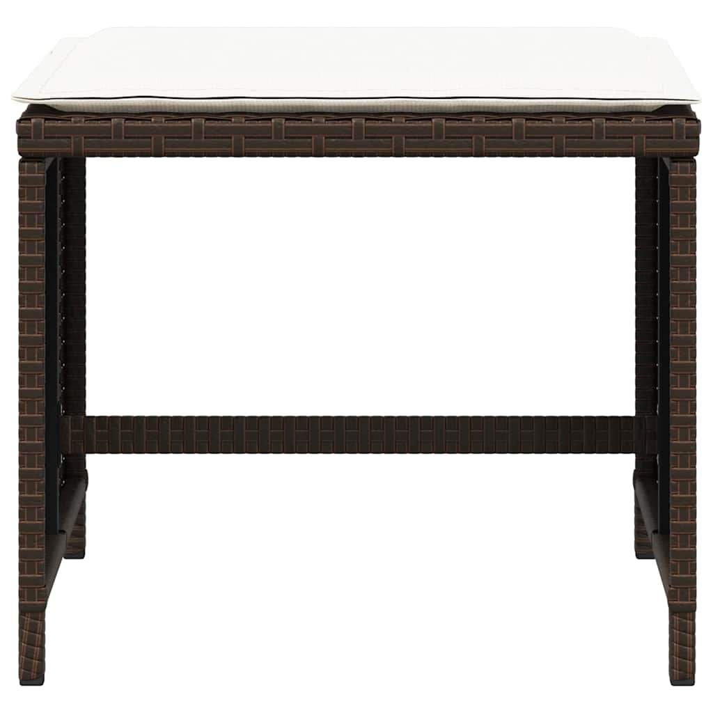 haveskamler 4 stk. med hynder 41x41x36 cm polyrattan brun