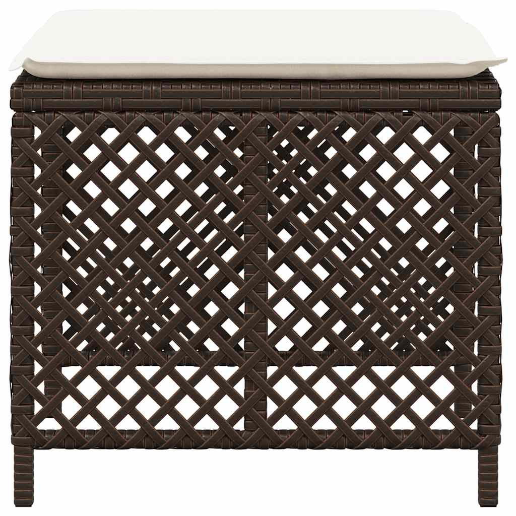 haveskamler 4 stk. med hynder 41x41x36 cm polyrattan brun