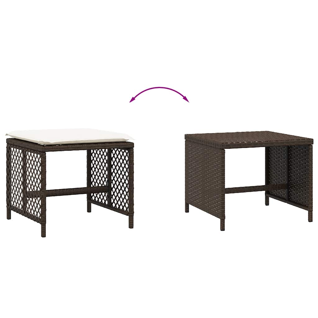 haveskamler 4 stk. med hynder 41x41x36 cm polyrattan brun