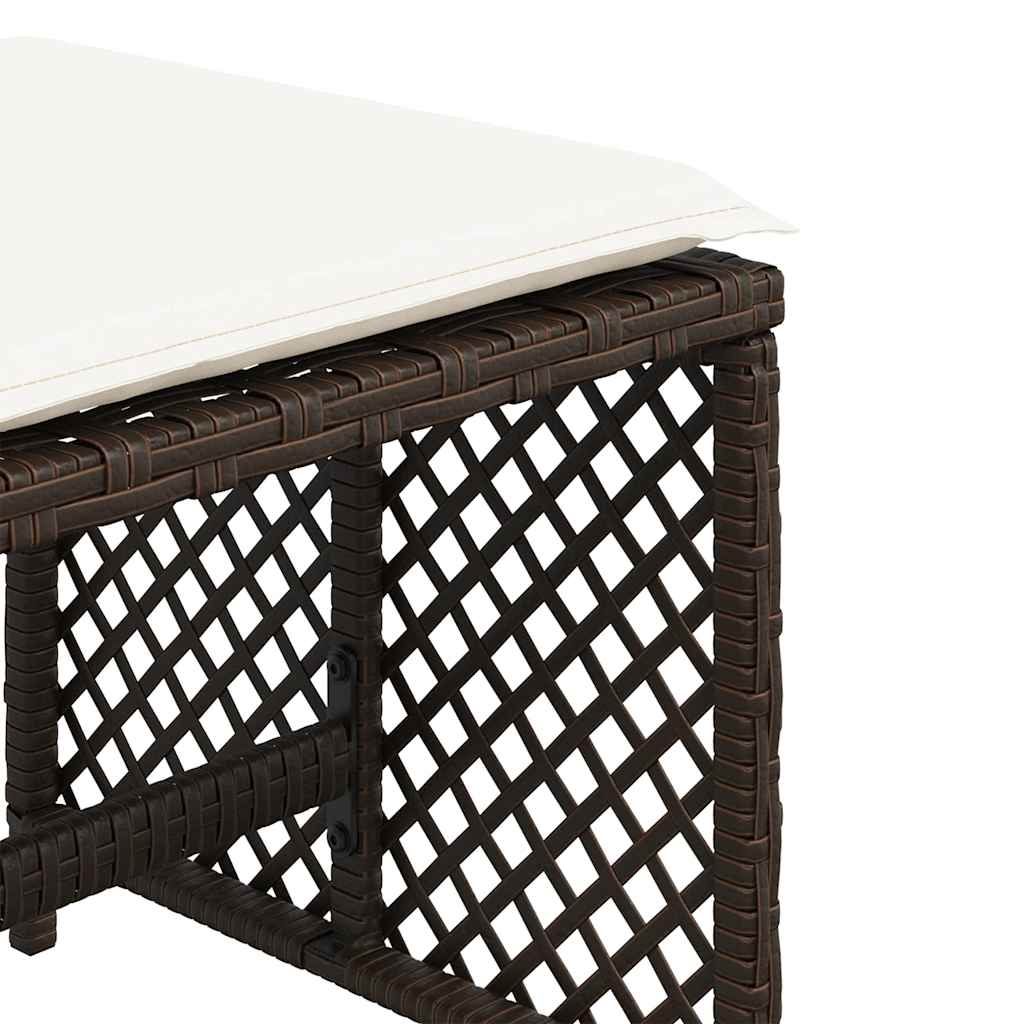 haveskamler 4 stk. med hynder 41x41x36 cm polyrattan brun