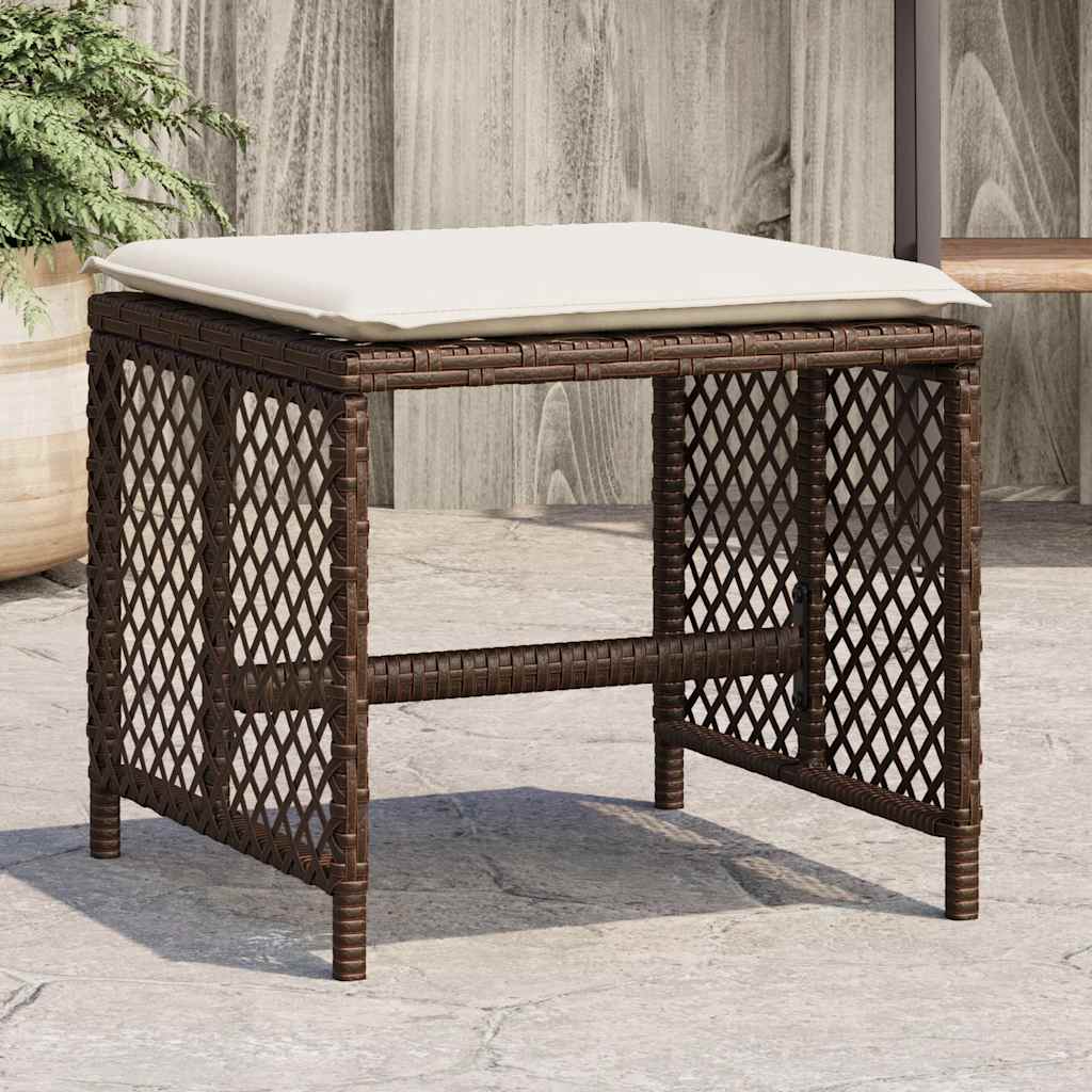 haveskamler 4 stk. med hynder 41x41x36 cm polyrattan brun