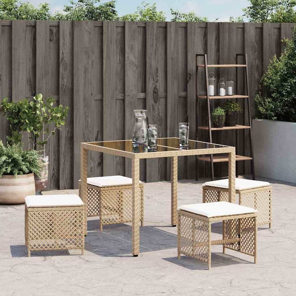 haveskamler 4 stk. med hynder 41x41x36 cm polyrattan beige