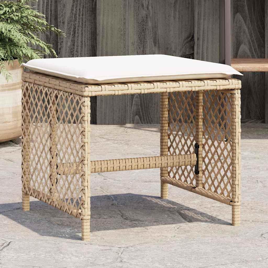 haveskamler 4 stk. med hynder 41x41x36 cm polyrattan beige