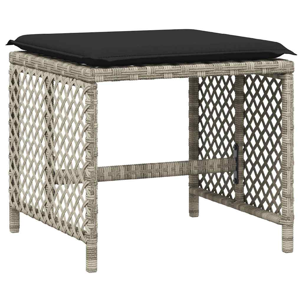 haveskamler 4 stk. med hynder 41x41x36 cm polyrattan lysegrå