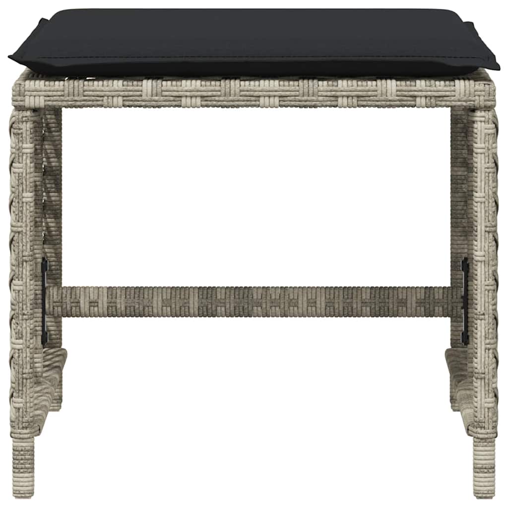 haveskamler 4 stk. med hynder 41x41x36 cm polyrattan lysegrå
