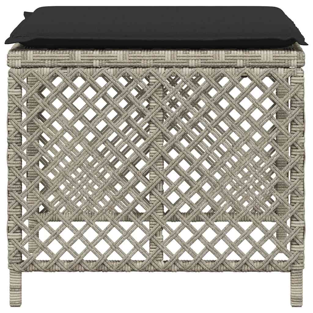 haveskamler 4 stk. med hynder 41x41x36 cm polyrattan lysegrå