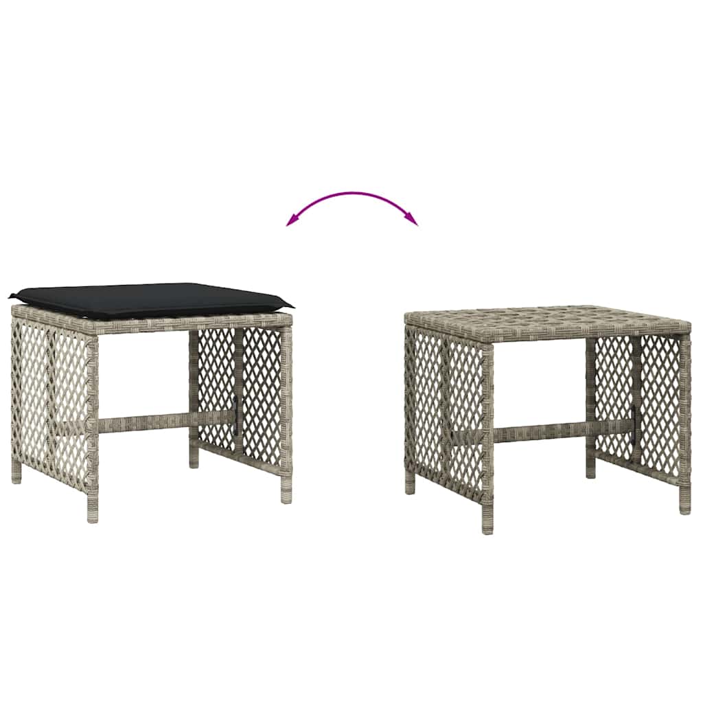 haveskamler 4 stk. med hynder 41x41x36 cm polyrattan lysegrå