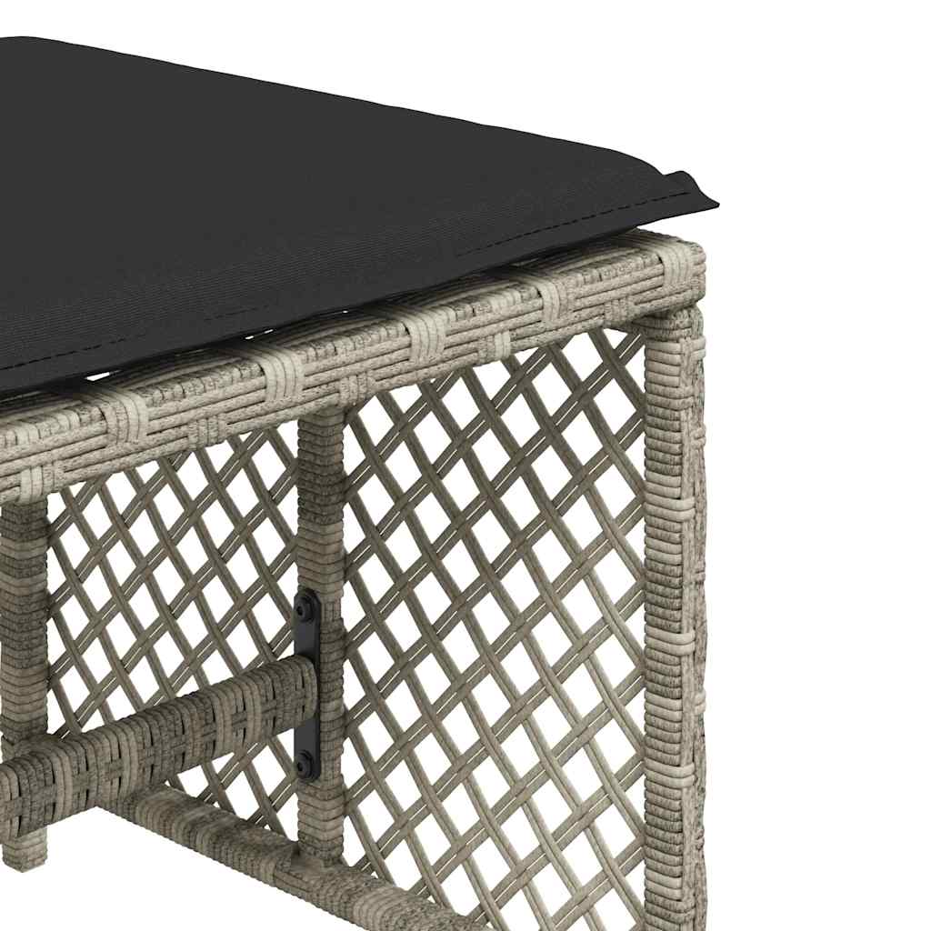 haveskamler 4 stk. med hynder 41x41x36 cm polyrattan lysegrå