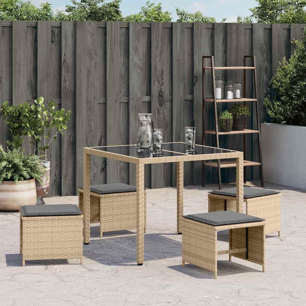 haveskamler 4 stk. med hynder 41x41x36 cm polyrattan beige