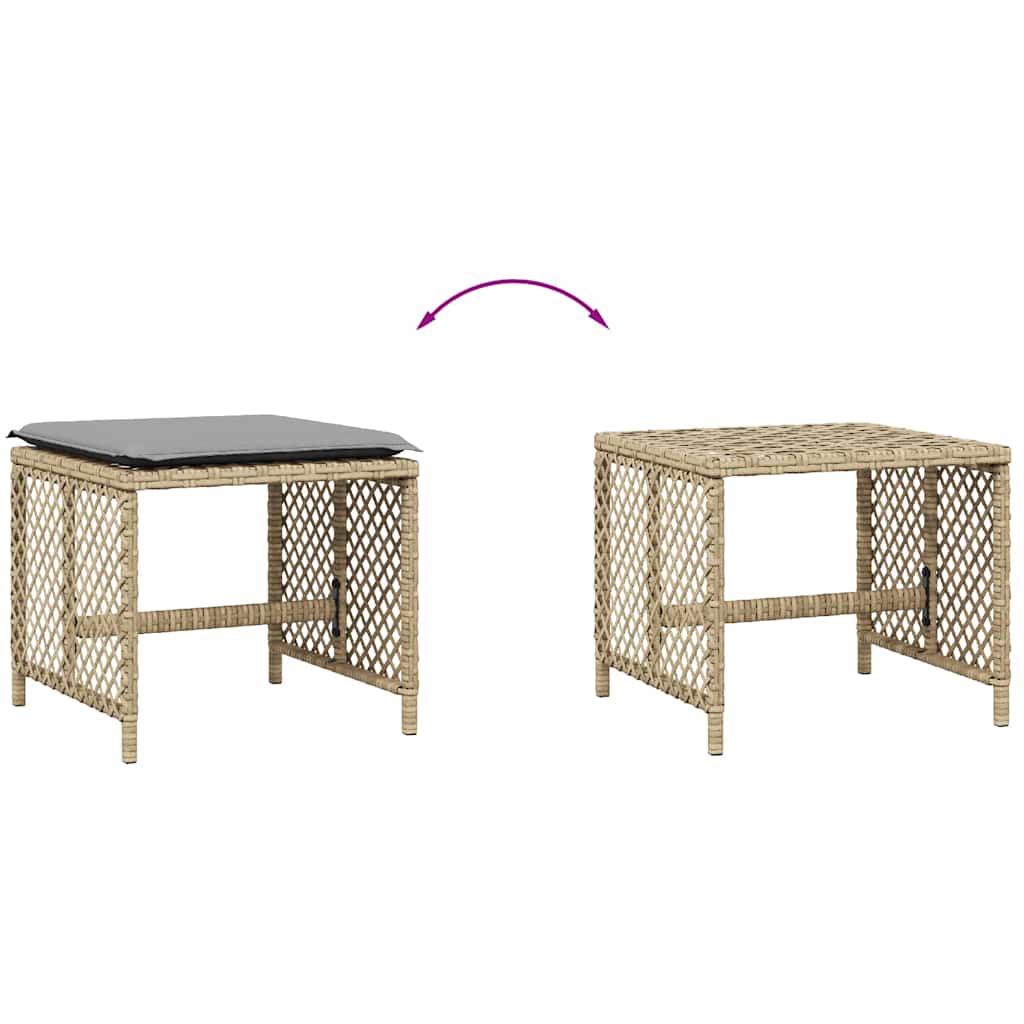 haveskamler 4 stk. med hynder 41x41x36 cm polyrattan beige
